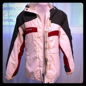 Vintage Columbia Black and White Jacket with Red Accents